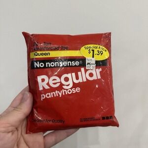 VTG No Nonsense Queen Plus Pantyhose #328 Nude Reinforced Toe Tights